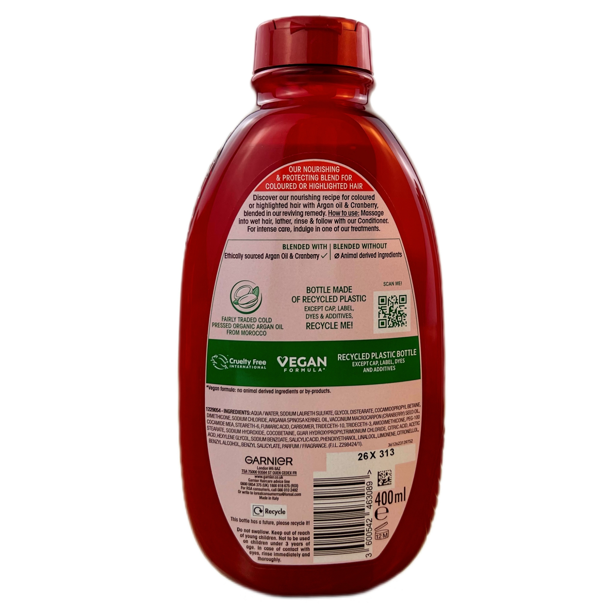 تصویر  شامپو  مو گارنیر مدل Argan and Cranberry حجم 400 میلی لیتر