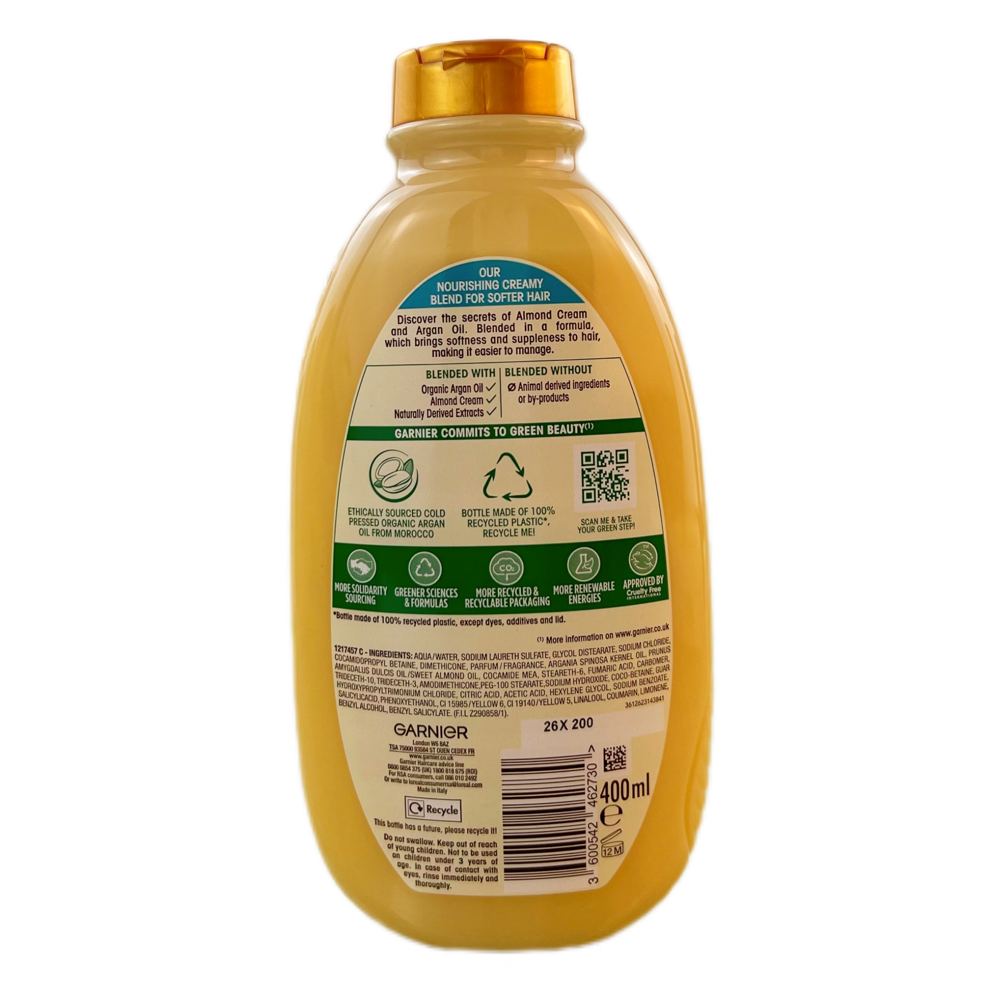 تصویر  شامپو کرمی مغذی روغن آرگان مراکشی و کرم بادام گارنیر Garnier Argan Richness حجم 400 میلی لیتر